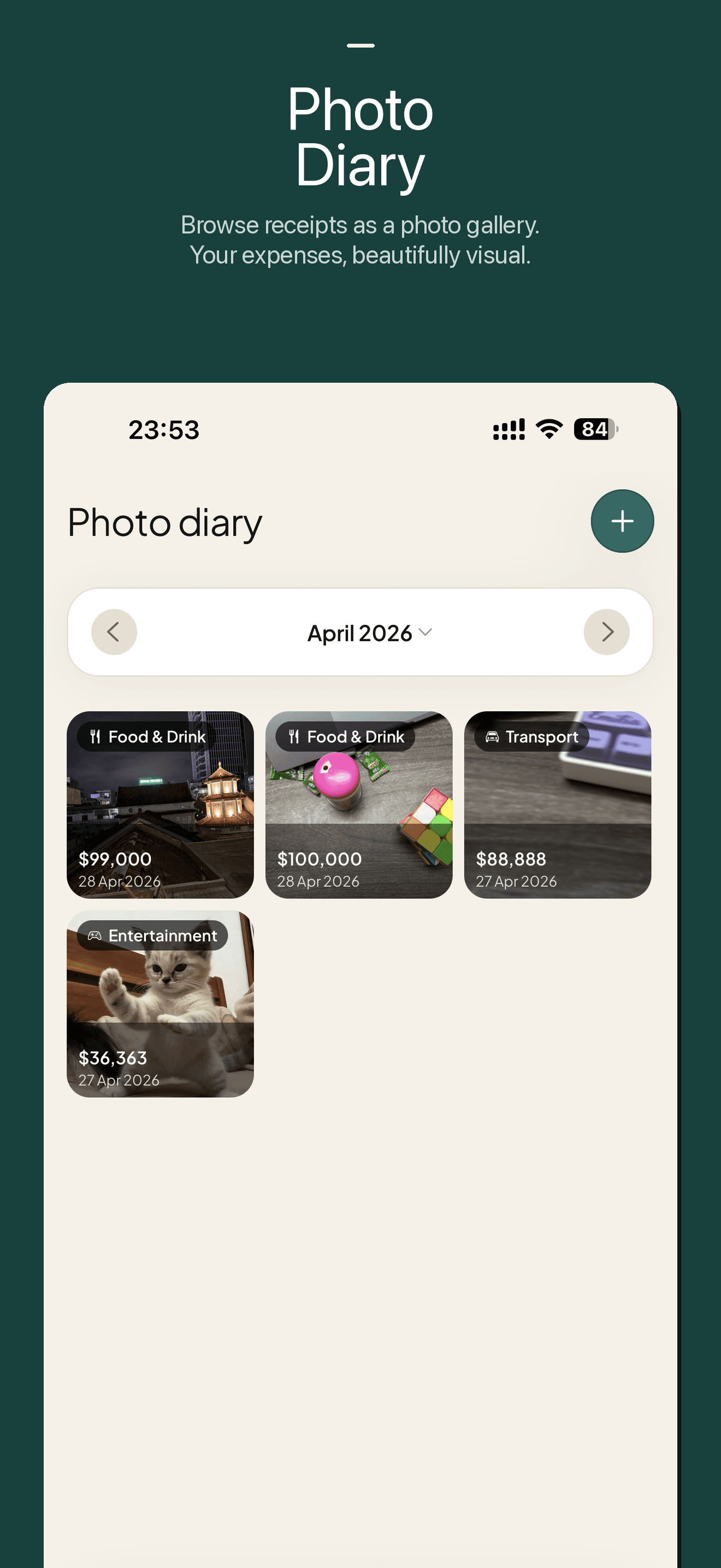 Photo Diary — Browse receipts as a beautiful photo gallery